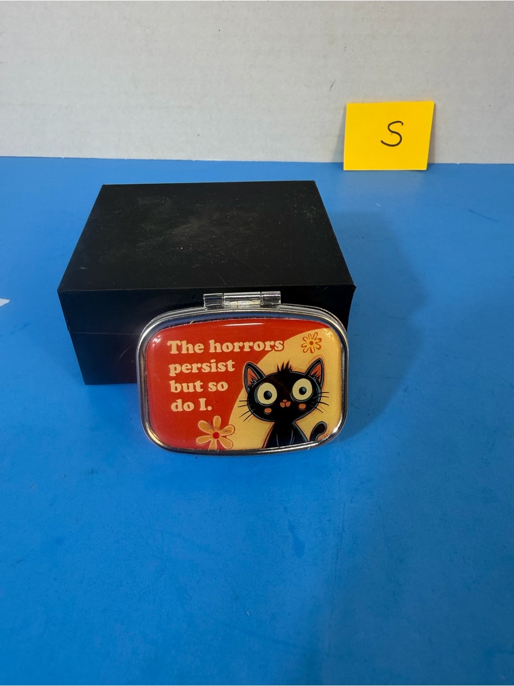 Black Cat Small Pet Treat Box - Orange and Yellow
